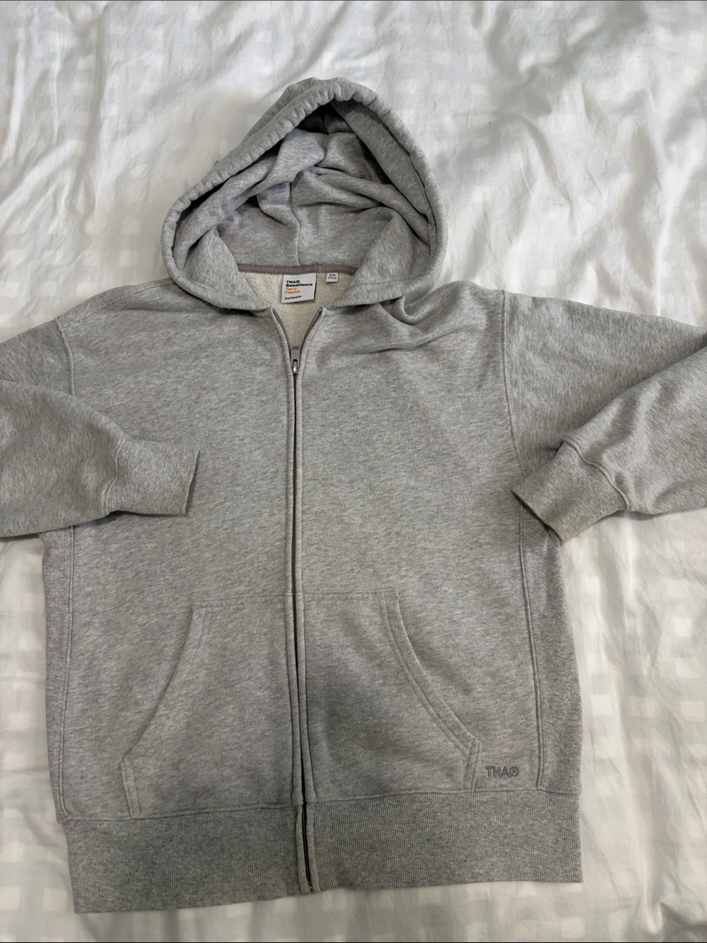 TNA Light Gray Zip-Up Hooded Sweater